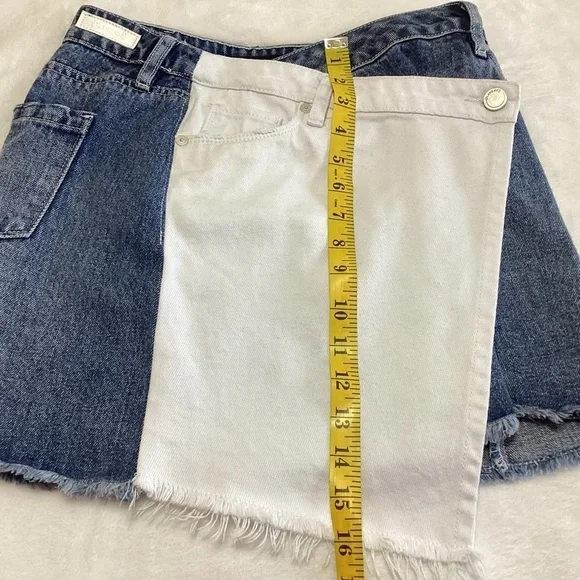 Blank NYC Two-Tone Asymmetrical Wrap Skirt Blue White 24 (00, XXS) - Picture 7 of 9